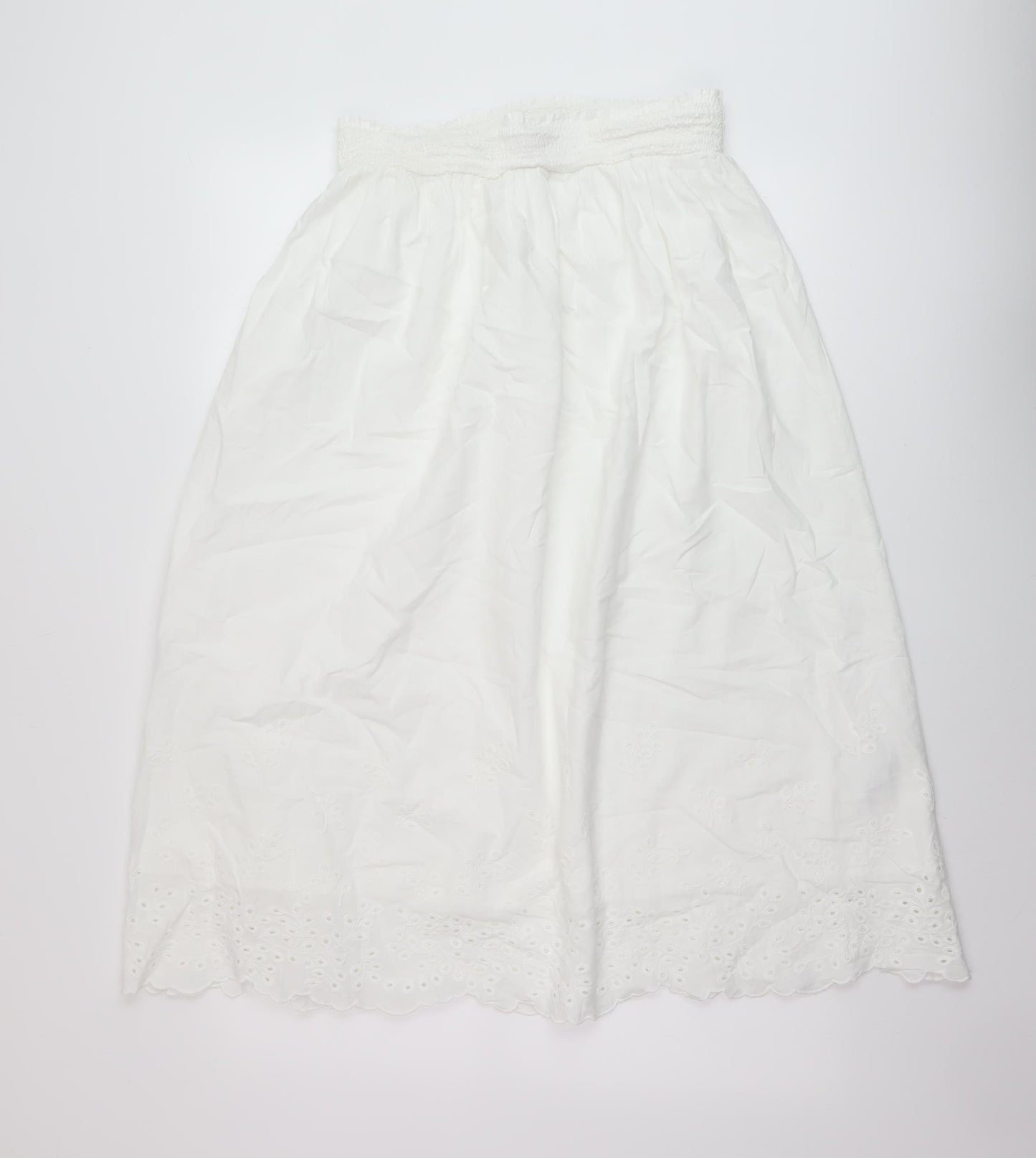 Marks and Spencer Womens White Cotton A-Line Skirt Size 12