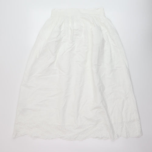 Marks and Spencer Womens White Cotton A-Line Skirt Size 12