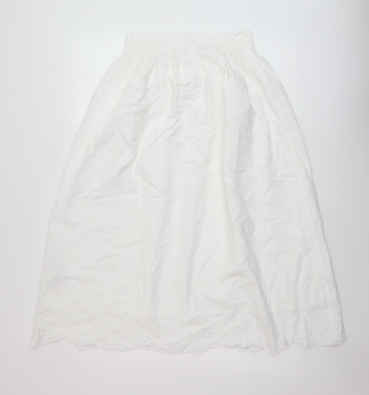 Marks and Spencer Womens White Cotton A-Line Skirt Size 12
