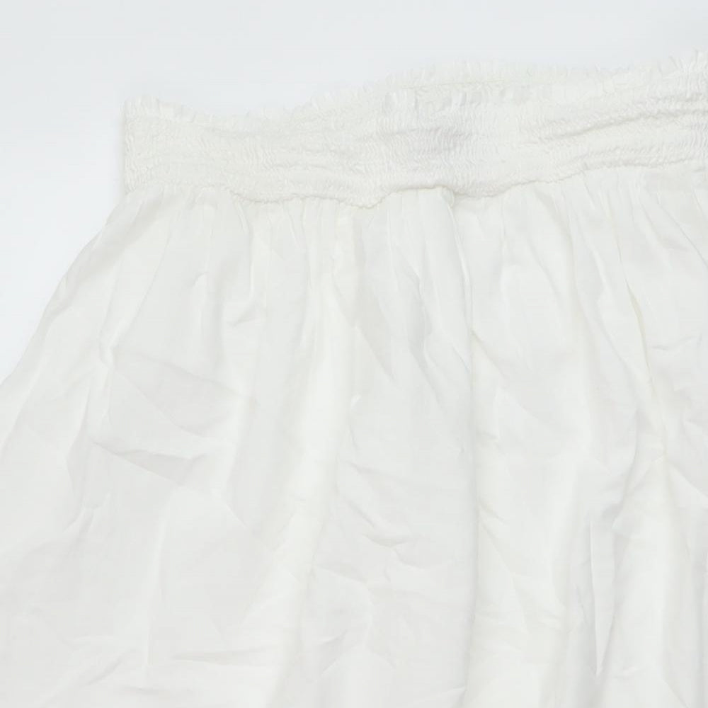 Marks and Spencer Womens White Cotton A-Line Skirt Size 12