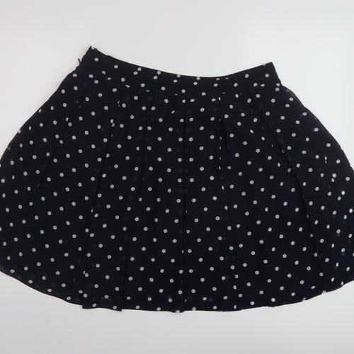 H&M Womens Blue Polka Dot Polyester Skater Skirt Size 14 Zip