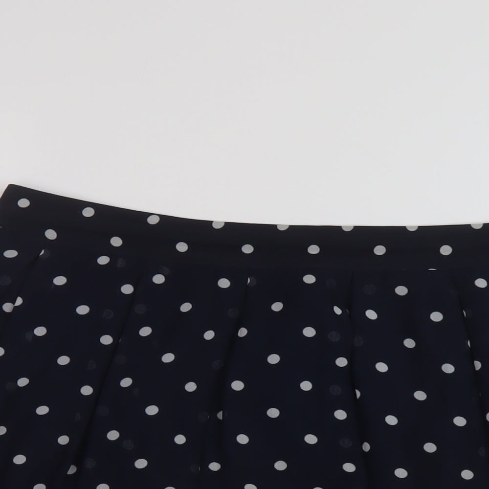 H&M Womens Blue Polka Dot Polyester Skater Skirt Size 14 Zip