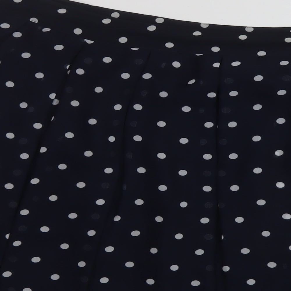 H&M Womens Blue Polka Dot Polyester Skater Skirt Size 14 Zip