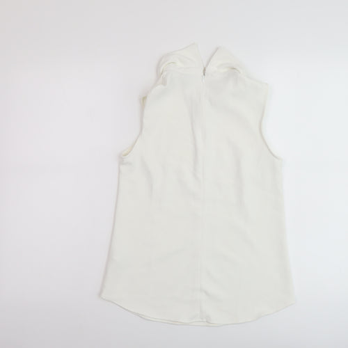 H&M Womens Ivory Polyester Basic T-Shirt Size 4 Collared