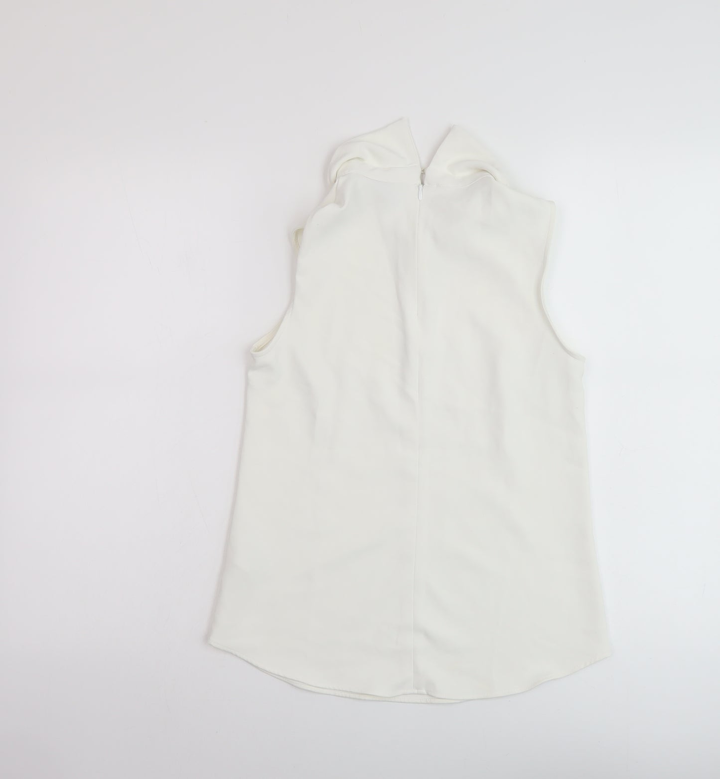 H&M Womens Ivory Polyester Basic T-Shirt Size 4 Collared