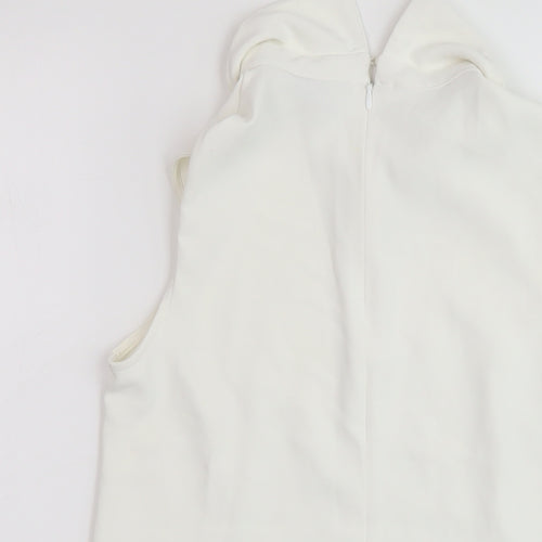 H&M Womens Ivory Polyester Basic T-Shirt Size 4 Collared