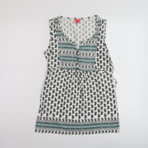 Monsoon Womens Multicoloured Geometric Cotton Basic Tank Size 10 Round Neck