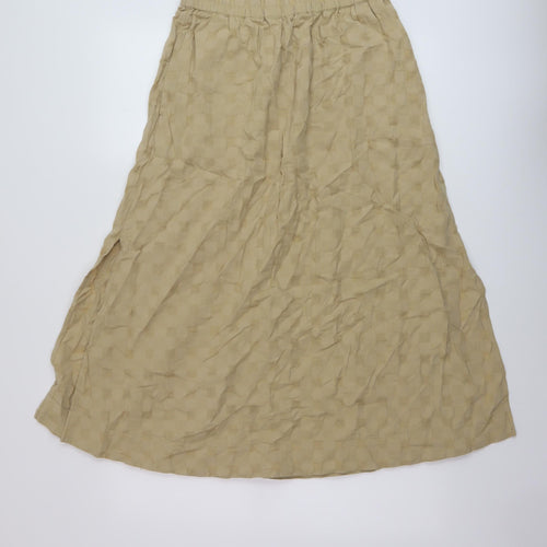 Marks and Spencer Womens Beige Check Polyester A-Line Skirt Size 10