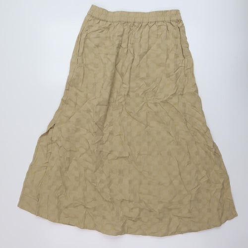 Marks and Spencer Womens Beige Check Polyester A-Line Skirt Size 10