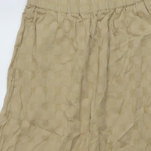 Marks and Spencer Womens Beige Check Polyester A-Line Skirt Size 10