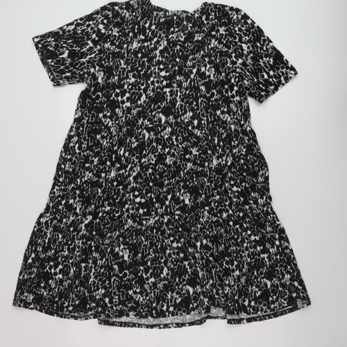 Marks and Spencer Womens Black Geometric Cotton A-Line Size 16 Round Neck Pullover
