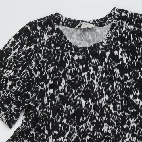 Marks and Spencer Womens Black Geometric Cotton A-Line Size 16 Round Neck Pullover
