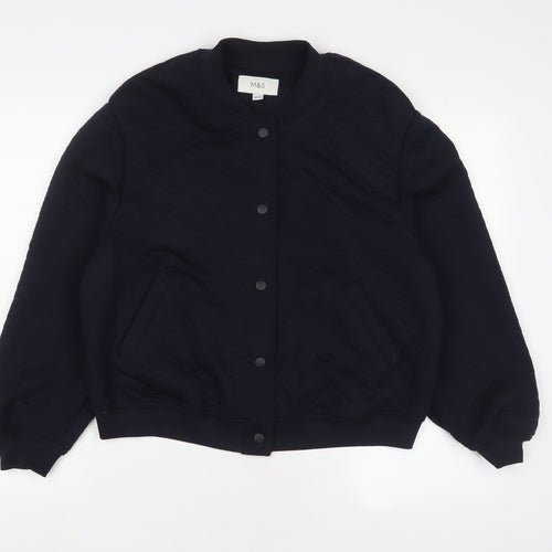 Marks and Spencer Womens Blue Polyester Full Zip Sweatshirt Size 14 Snap