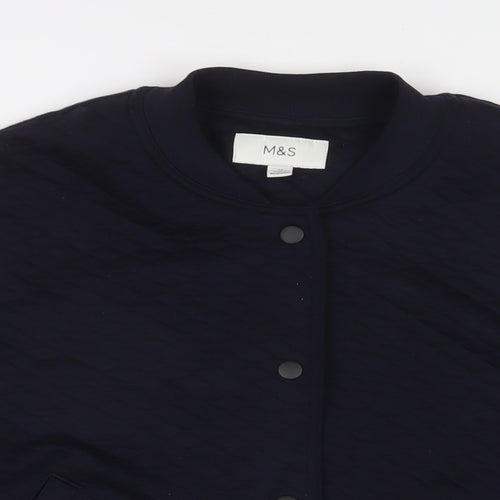 Marks and Spencer Womens Blue Polyester Full Zip Sweatshirt Size 14 Snap