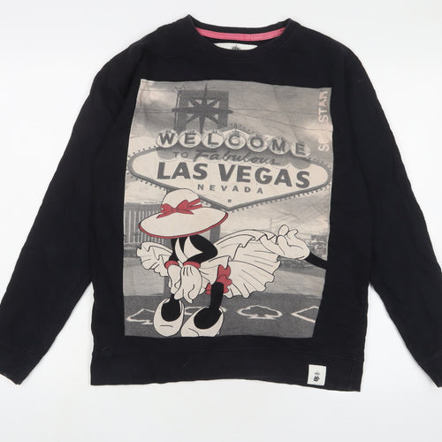 Soul Sister Womens Black Cotton Pullover Sweatshirt Size M Pullover