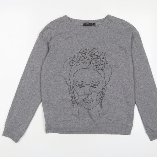 Civico Womens Grey Cotton Pullover Sweatshirt Size S Pullover