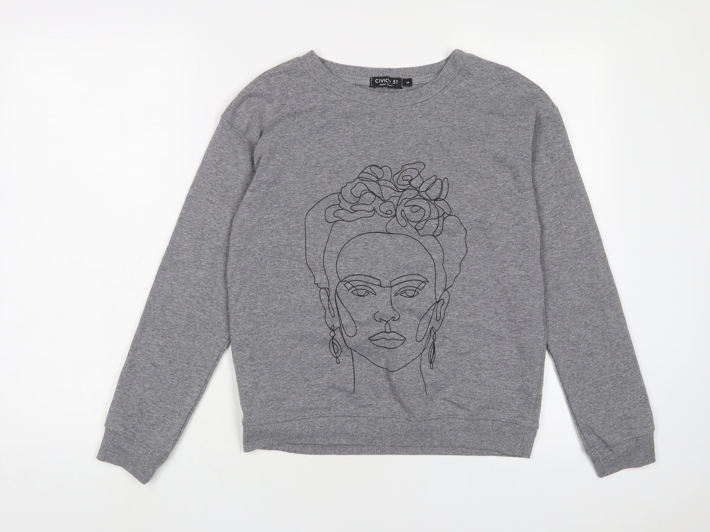 Civico Womens Grey Cotton Pullover Sweatshirt Size S Pullover