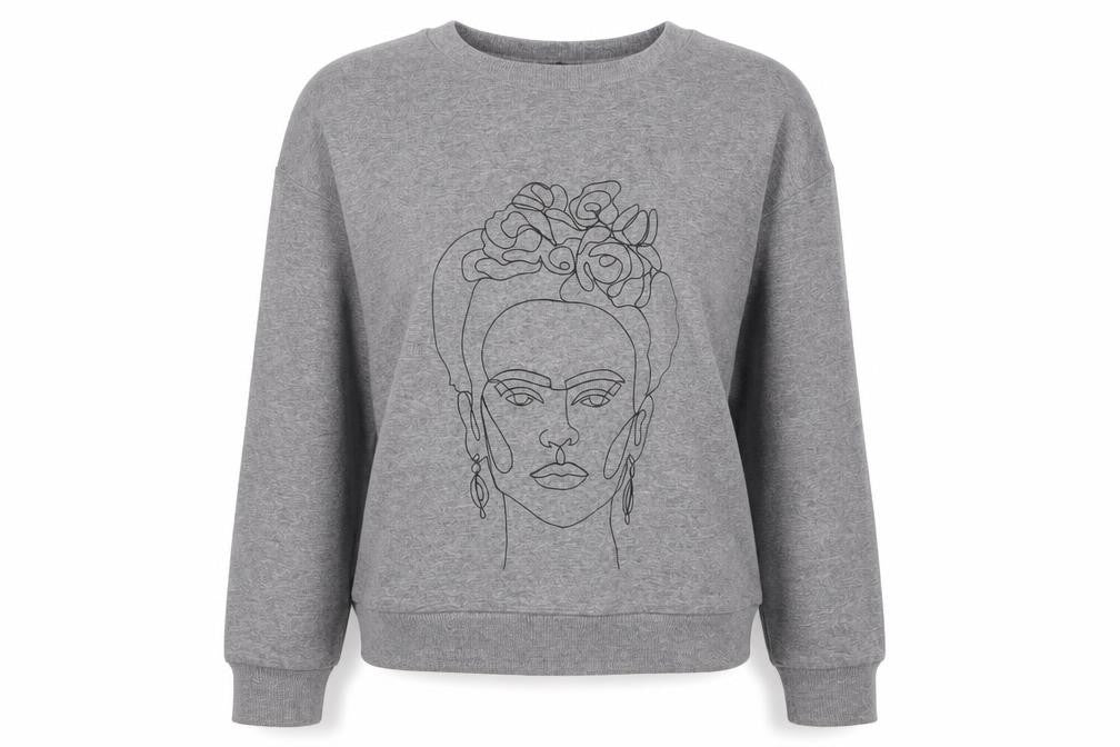 Front view of Civico women’s grey cotton pullover sweatshirt, size S, pullover