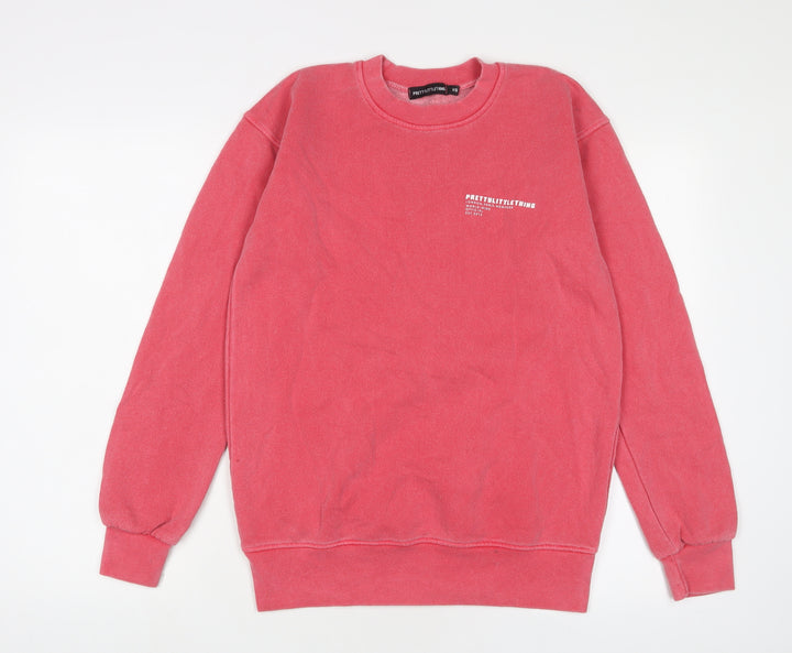 PRETTYLITTLETHING Womens Pink Cotton Pullover Sweatshirt Size XS Pullover - Logo