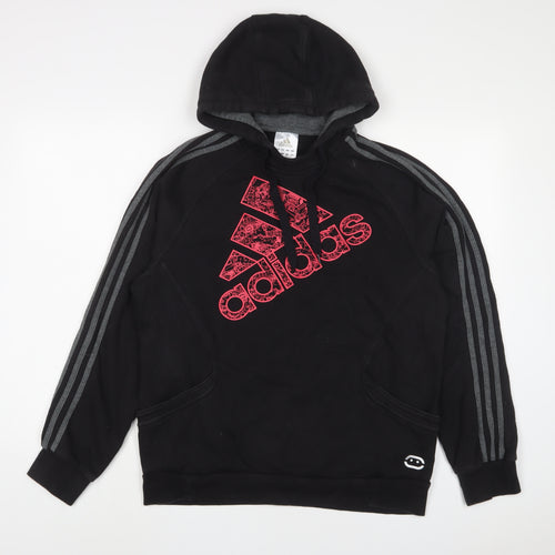 adidas Mens Black Cotton Pullover Hoodie Size L