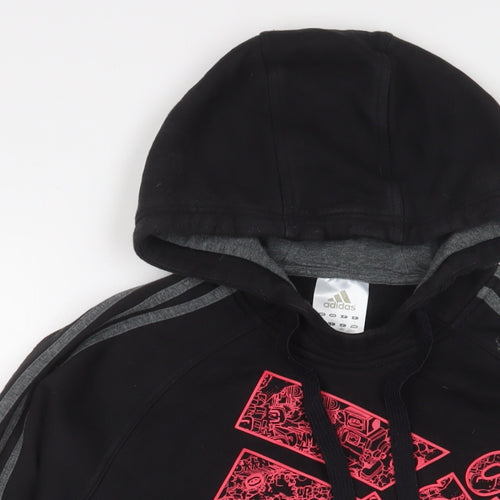 adidas Mens Black Cotton Pullover Hoodie Size L