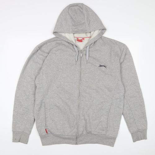 Slazenger Mens Grey Cotton Full Zip Hoodie Size L