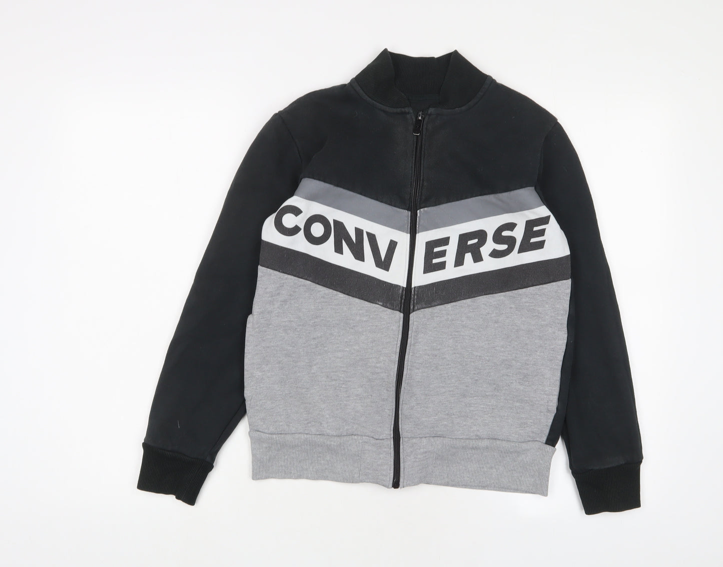 Converse Boys Grey Cotton Pullover Sweatshirt Size 12-13 Years Zip - Logo