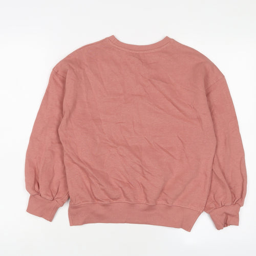M&Co Girls Pink Cotton Pullover Sweatshirt Size 9-10 Years Pullover - Unicorn, Sequins