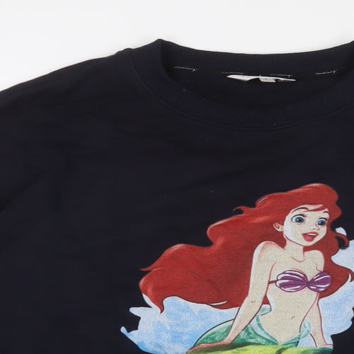 Little Mermaid Womens Blue Cotton Pullover Sweatshirt Size L Pullover
