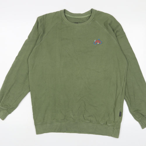 Dedicated Mens Green Cotton Pullover Sweatshirt Size M - Embroidered