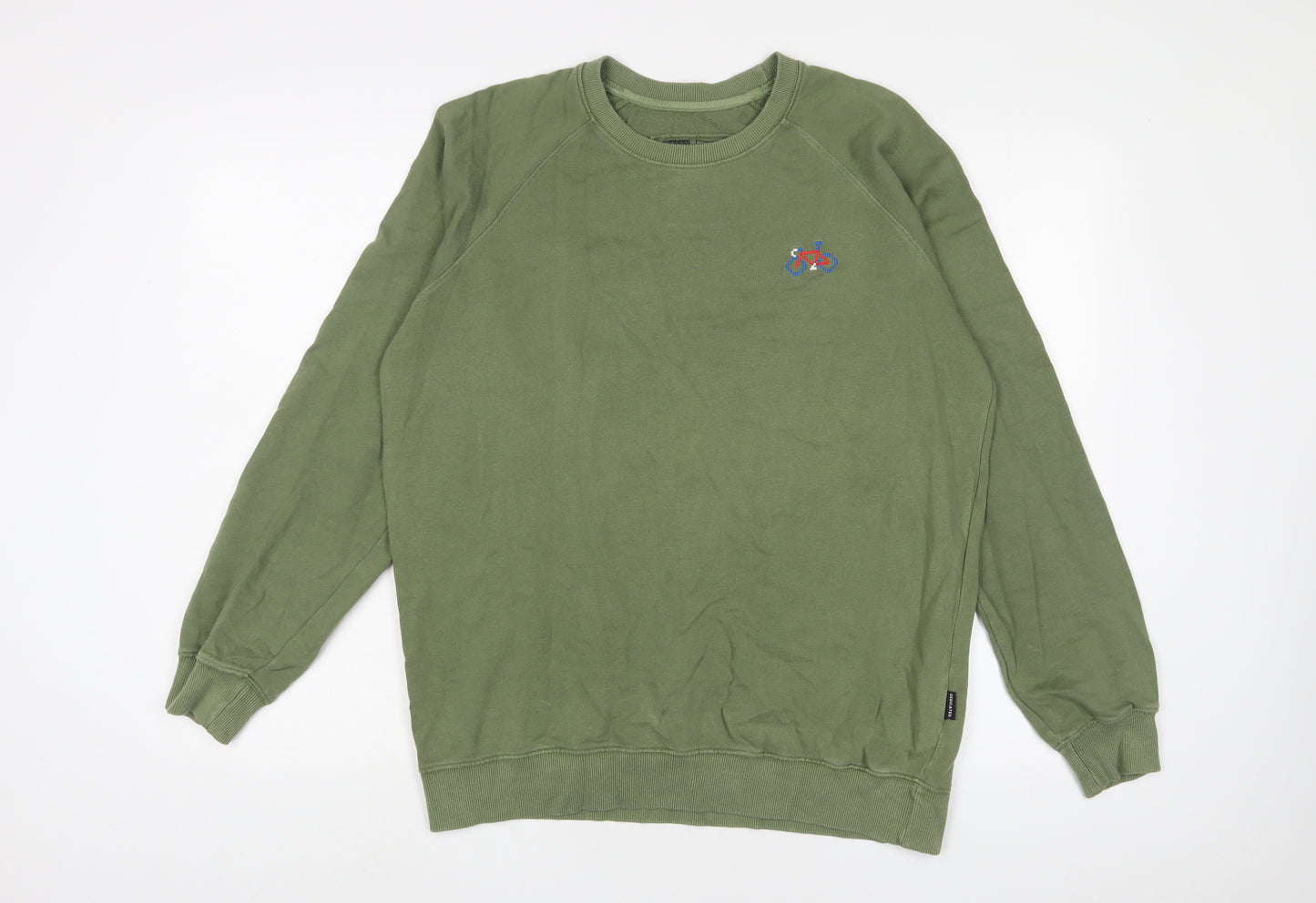 Dedicated Mens Green Cotton Pullover Sweatshirt Size M - Embroidered