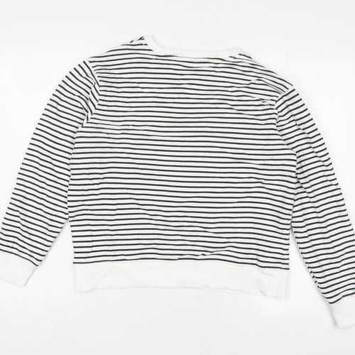 Marks and Spencer Womens White Striped Cotton Pullover Sweatshirt Size S Pullover