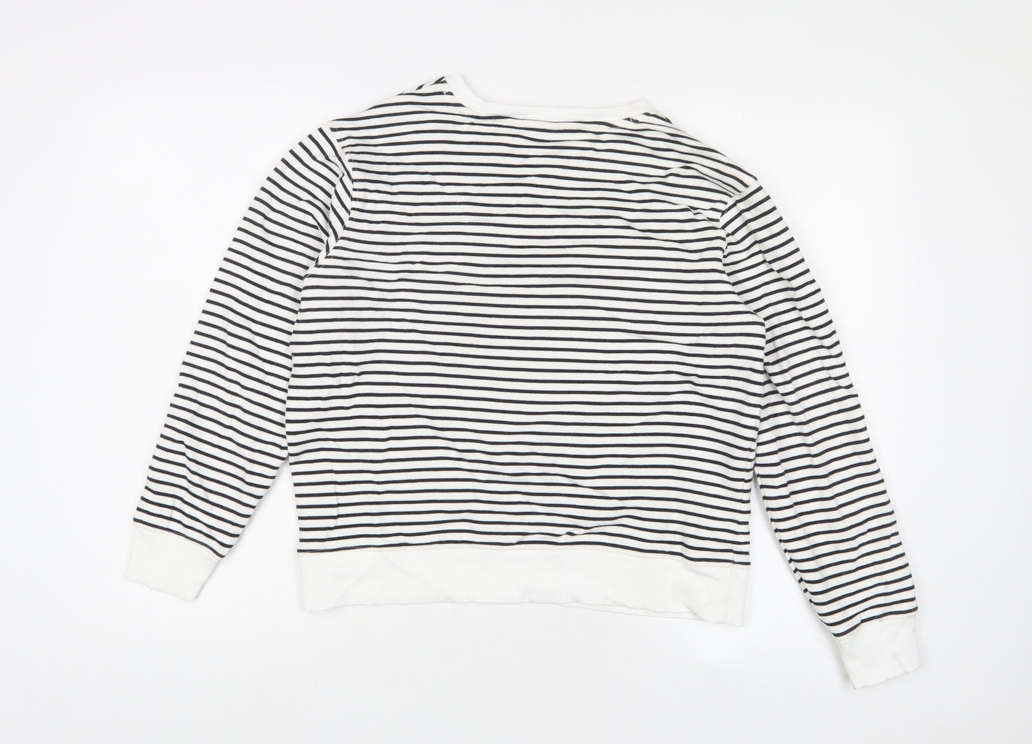 Marks and Spencer Womens White Striped Cotton Pullover Sweatshirt Size S Pullover