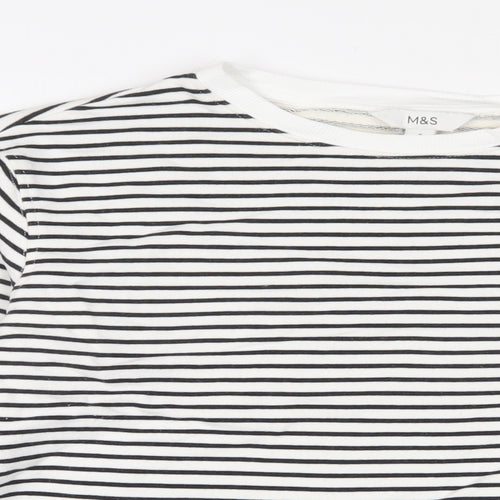 Marks and Spencer Womens White Striped Cotton Pullover Sweatshirt Size S Pullover