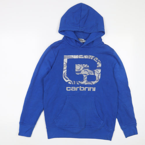 Carbrini Boys Blue Cotton Pullover Hoodie Size 13-14 Years Pullover