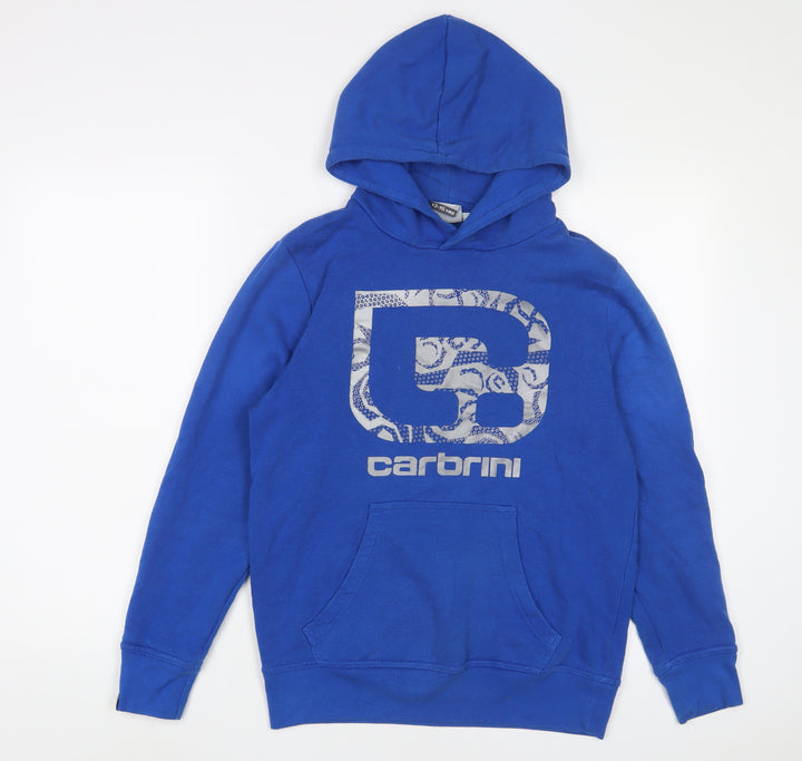 Carbrini Boys Blue Cotton Pullover Hoodie Size 13-14 Years Pullover