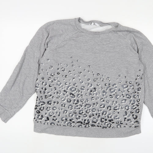 NEXT Womens Grey Animal Print Cotton Pullover Sweatshirt Size L Pullover