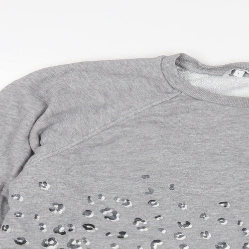 NEXT Womens Grey Animal Print Cotton Pullover Sweatshirt Size L Pullover