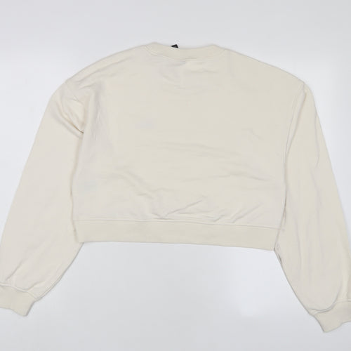 h&mq Womens Ivory Cotton Pullover Sweatshirt Size S Pullover