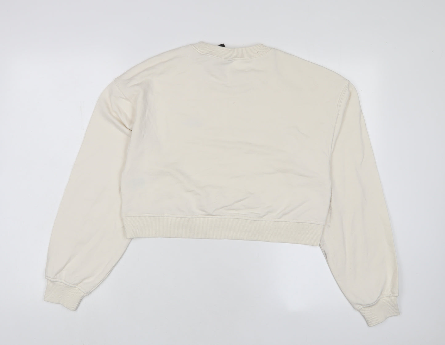 h&mq Womens Ivory Cotton Pullover Sweatshirt Size S Pullover