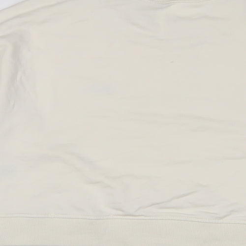 h&mq Womens Ivory Cotton Pullover Sweatshirt Size S Pullover