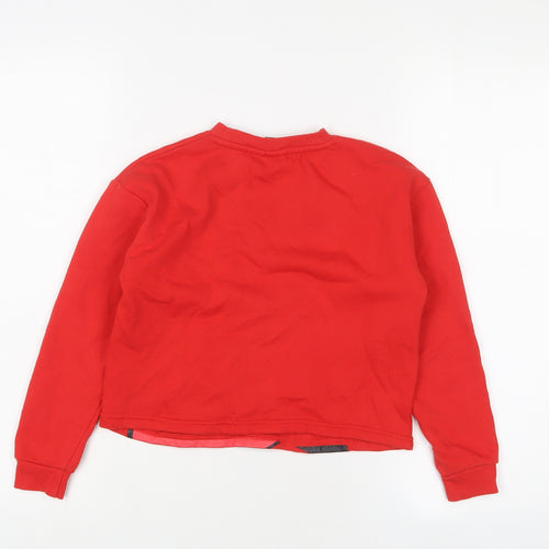 Mickey Mouse Girls Red Cotton Pullover Sweatshirt Size 9-10 Years Pullover