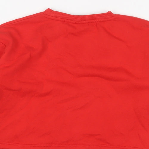 Mickey Mouse Girls Red Cotton Pullover Sweatshirt Size 9-10 Years Pullover