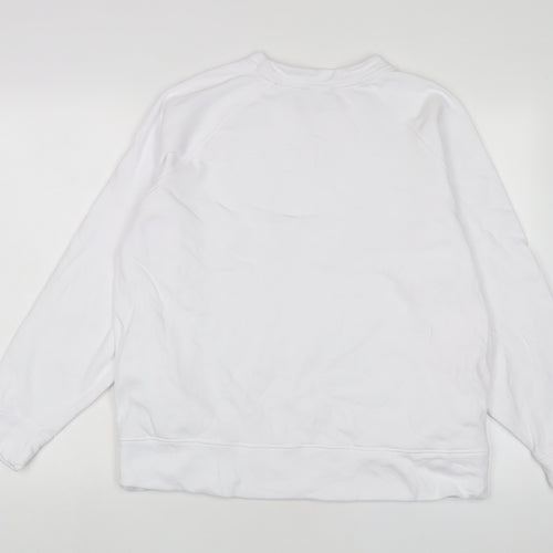 GOODMOVE Womens White Cotton Pullover Sweatshirt Size 18 Pullover