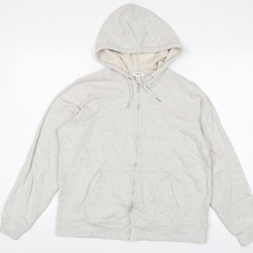 Marks and Spencer Mens Grey Cotton Full Zip Hoodie Size M