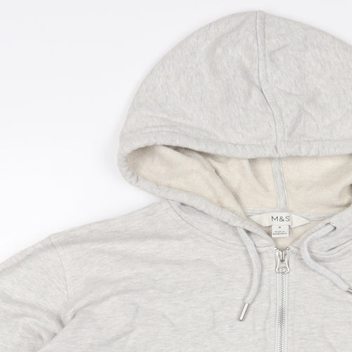 Marks and Spencer Mens Grey Cotton Full Zip Hoodie Size M