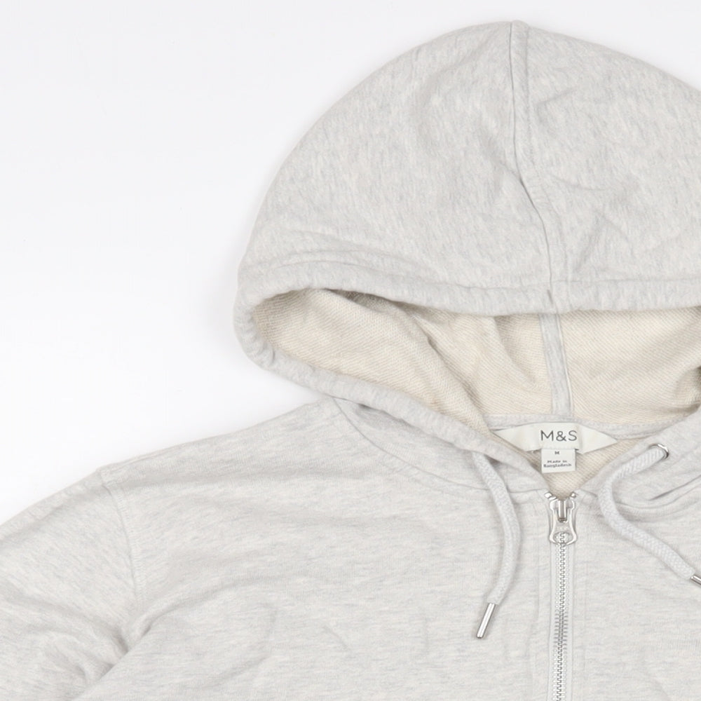 Marks and Spencer Mens Grey Cotton Full Zip Hoodie Size M