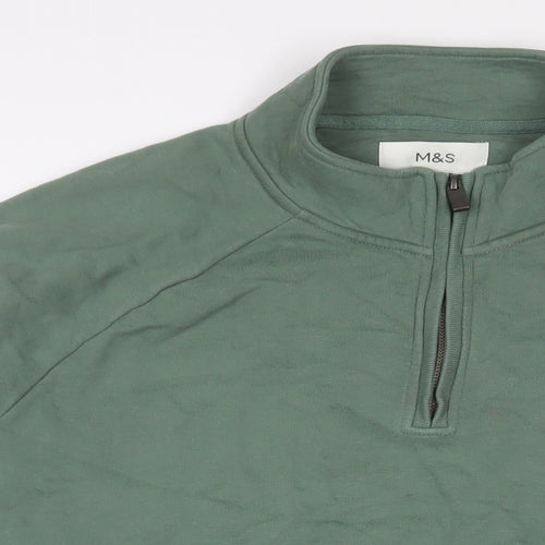 Marks and Spencer Mens Green Cotton Pullover Sweatshirt Size 2XL