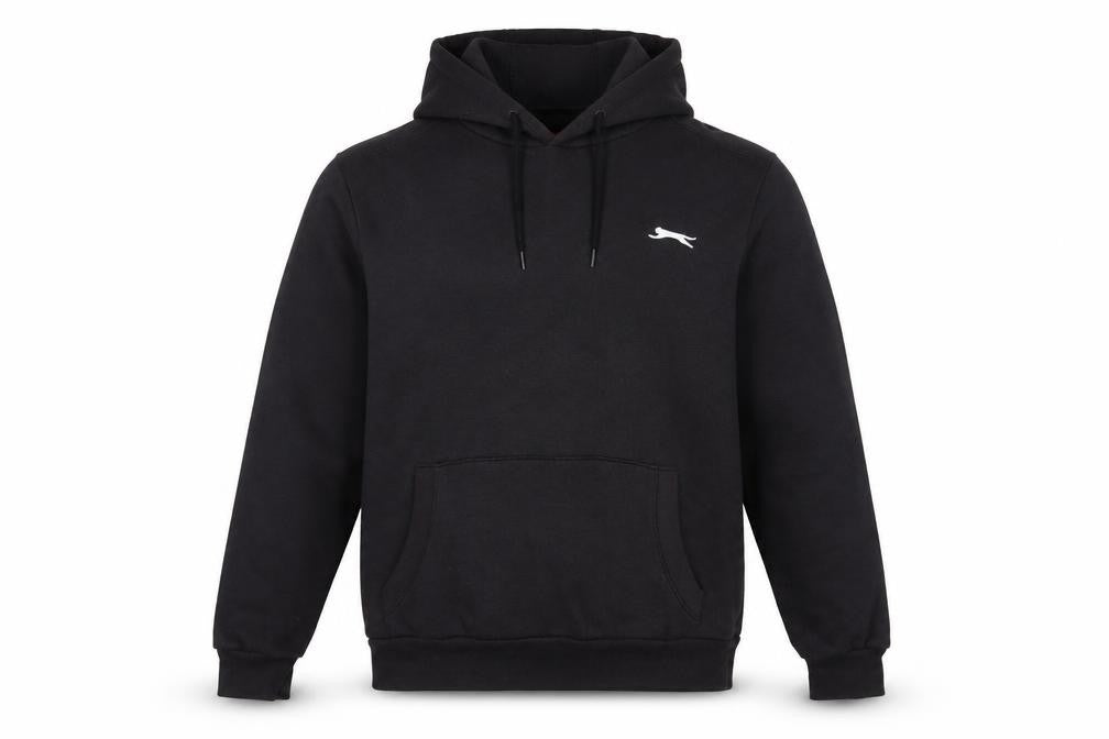 Front view of Slazenger men’s black cotton pullover hoodie, size M