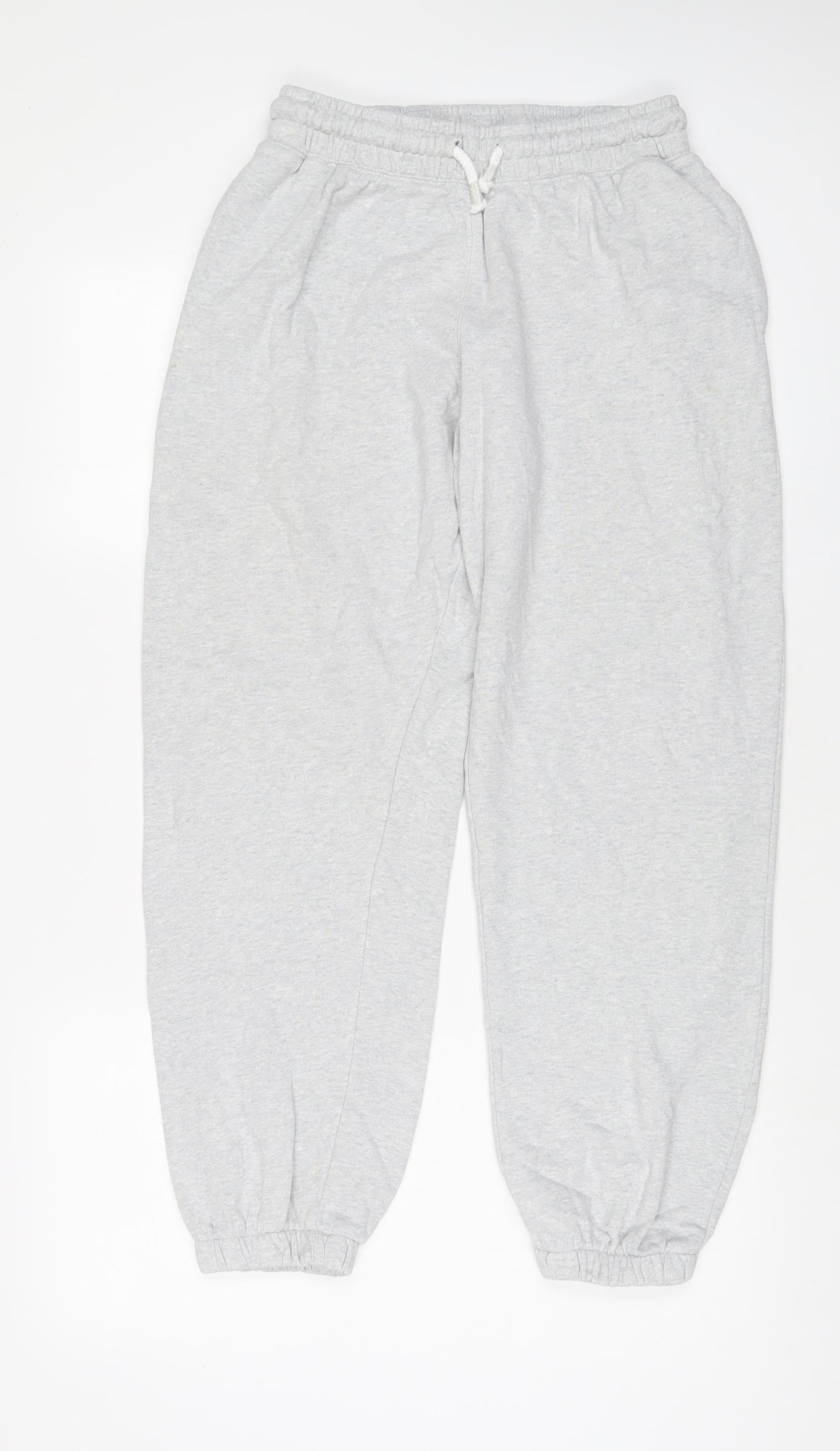 NEXT Girls Grey Cotton Jogger Trousers Size 15 Years L27 in Regular Drawstring